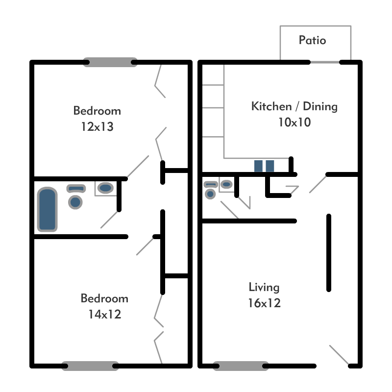 Magna Properties Cloverdale Heights Crawfordsville, IN Floor Plans.